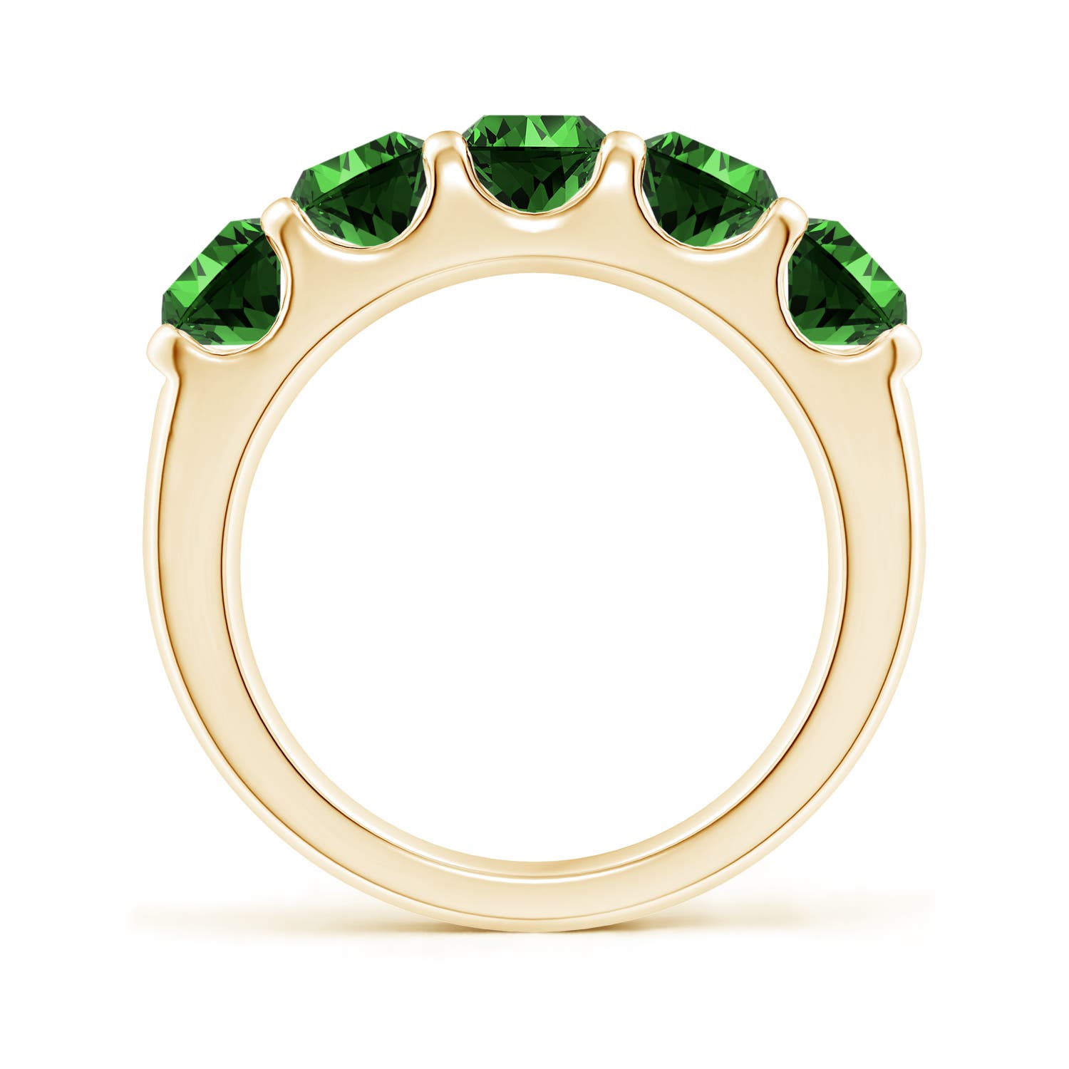 5mm Labgrown Lab-Grown Shared Prong Set Half Eternity Emerald Wedding Band in Yellow Gold - side 3
