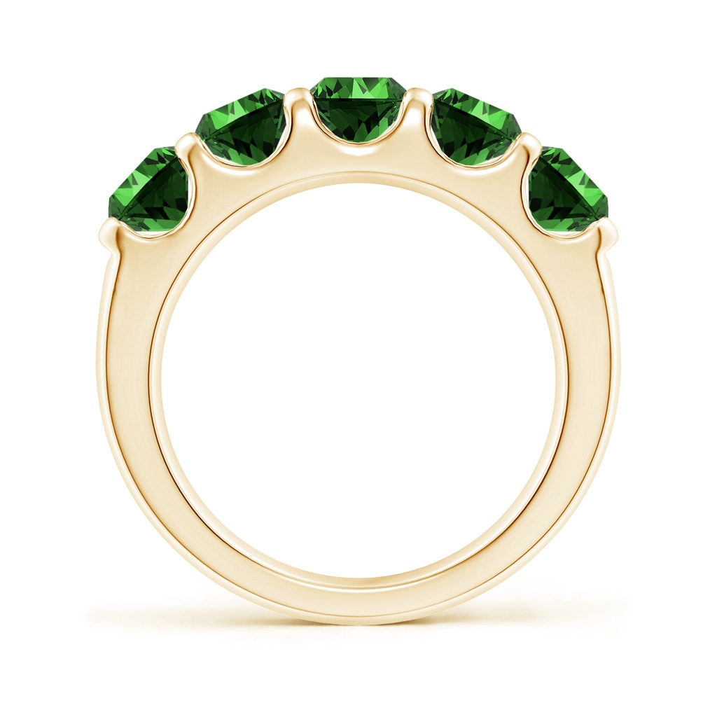 5mm Labgrown Lab-Grown Shared Prong Set Half Eternity Emerald Wedding Band in Yellow Gold - side 199