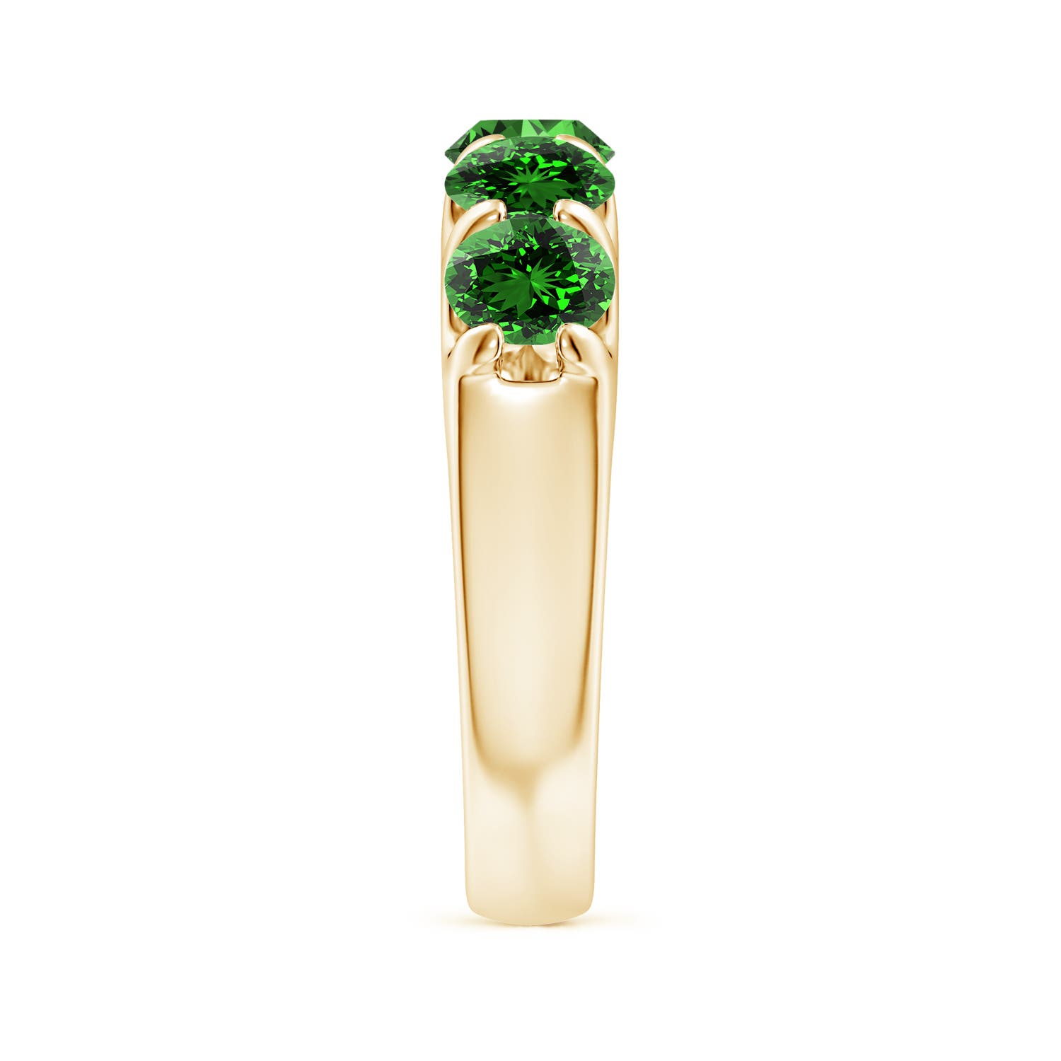 5mm Labgrown Lab-Grown Shared Prong Set Half Eternity Emerald Wedding Band in Yellow Gold - side 4