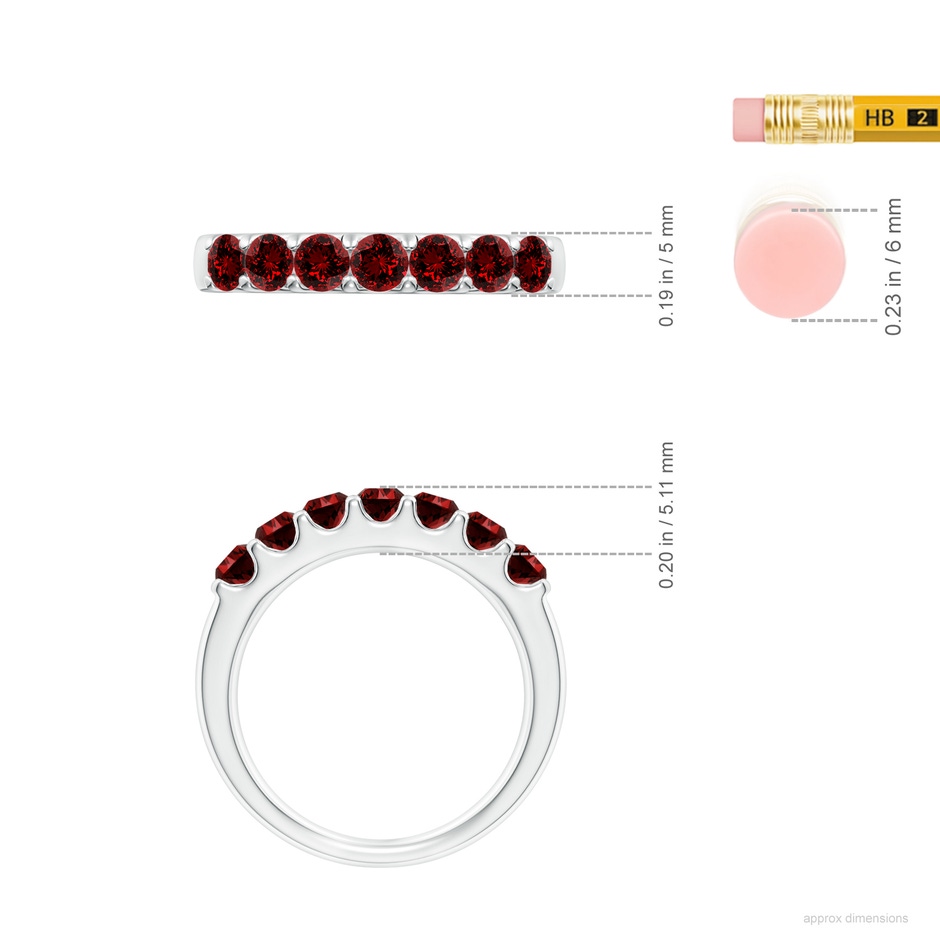 3.1mm Labgrown Lab-Grown Shared Prong Set Half Eternity Ruby Wedding Band in P950 Platinum ruler