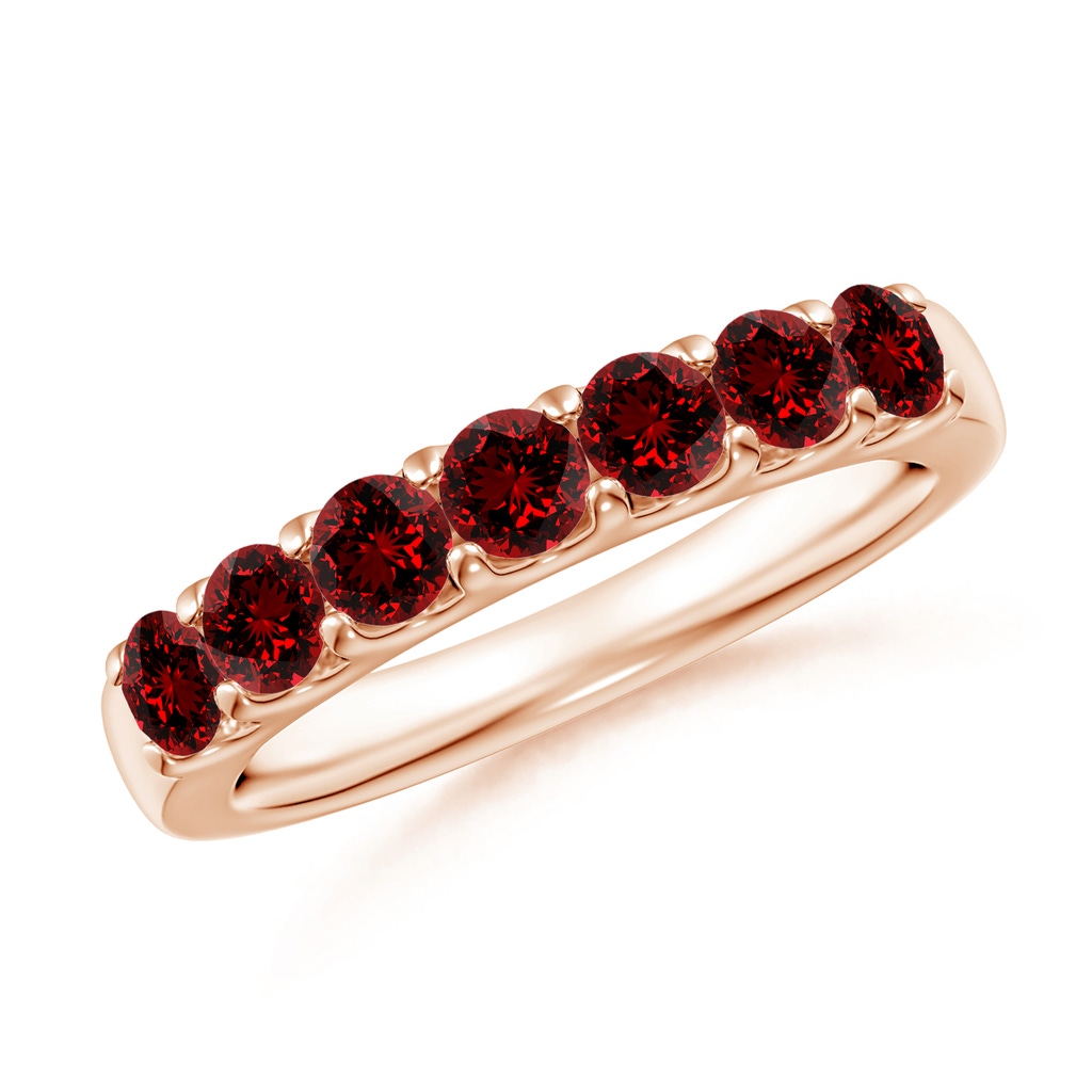 3.1mm Labgrown Lab-Grown Shared Prong Set Half Eternity Ruby Wedding Band in Rose Gold