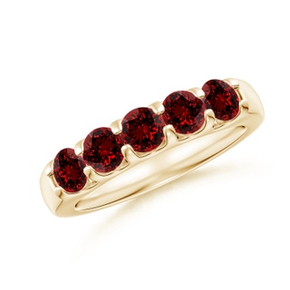 4.2mm Labgrown Lab-Grown Shared Prong Set Half Eternity Ruby Wedding Band in Yellow Gold