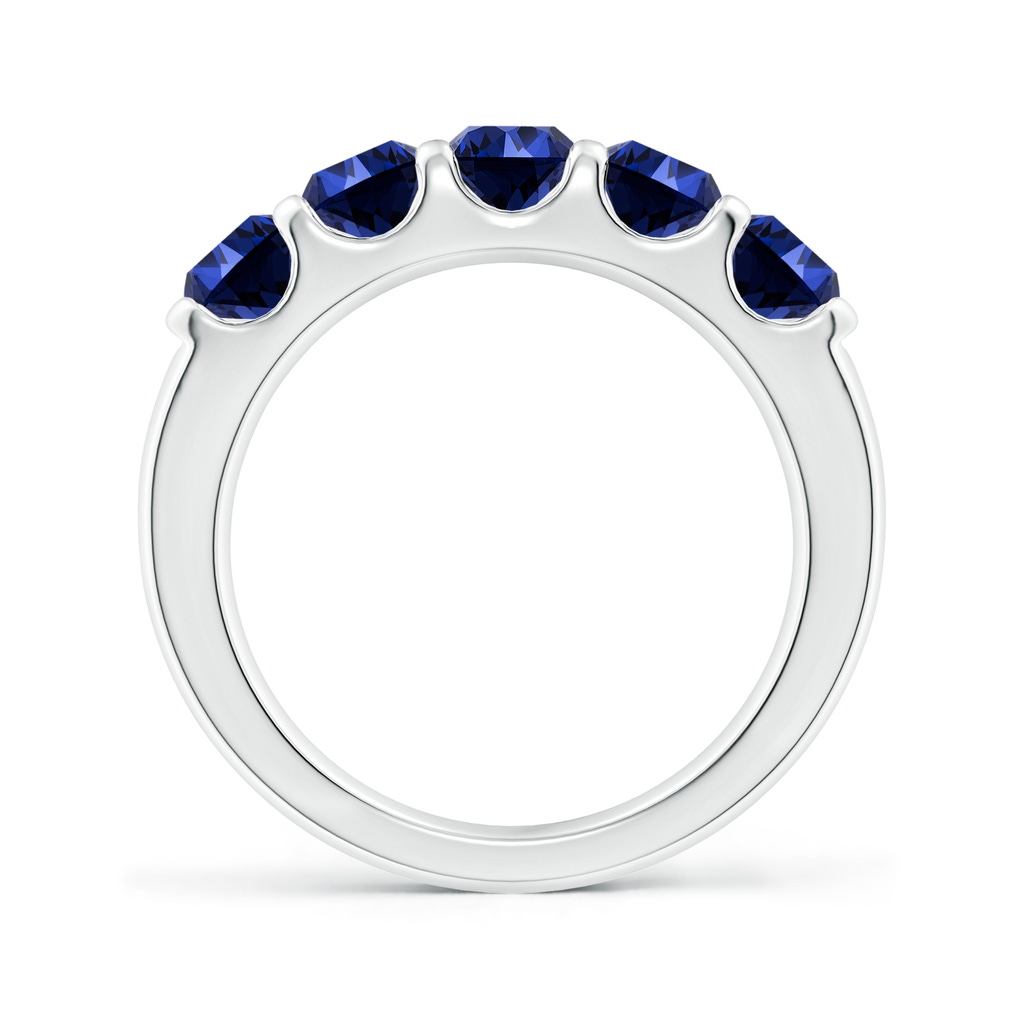 4.5mm Labgrown Lab-Grown Shared Prong Set Half Eternity Sapphire Wedding Band in White Gold Side 199