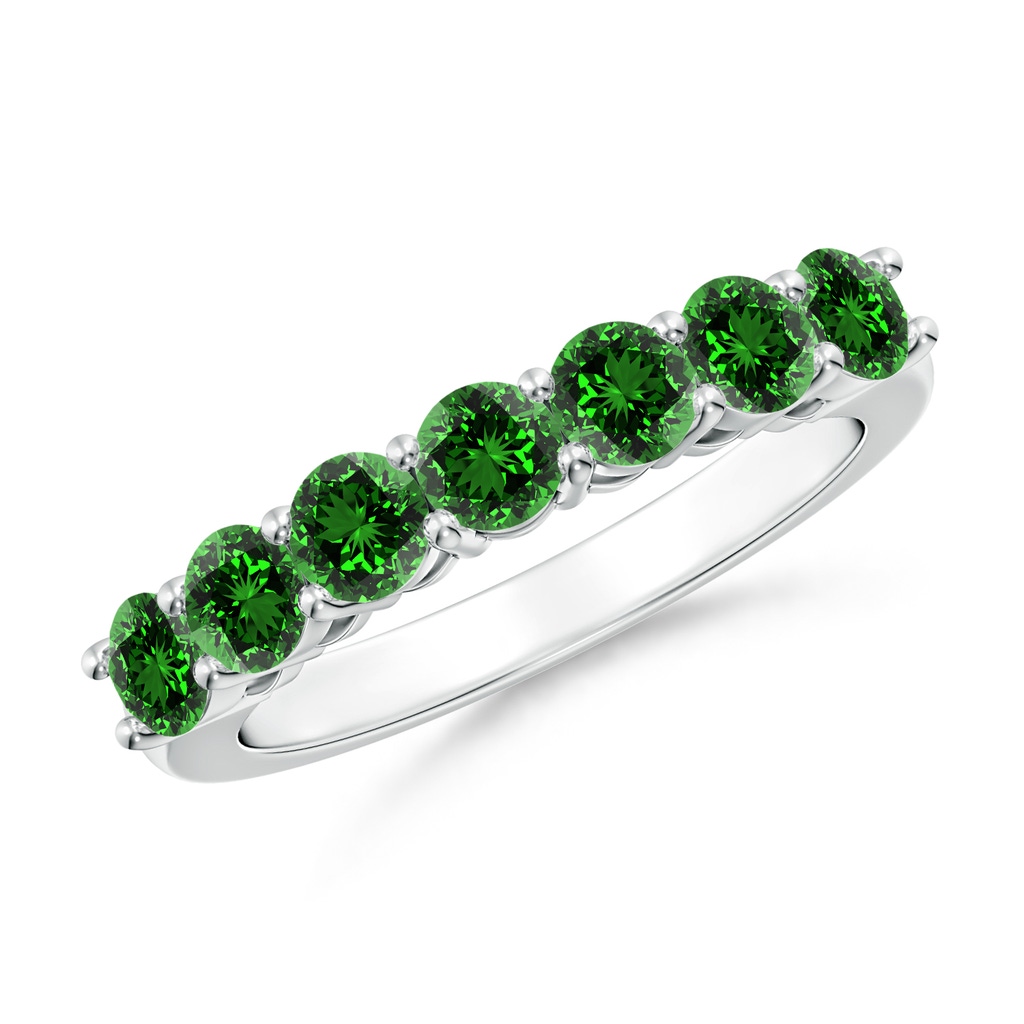 3.5mm Labgrown Lab-Grown Half Eternity Seven Stone Emerald Wedding Band in P950 Platinum