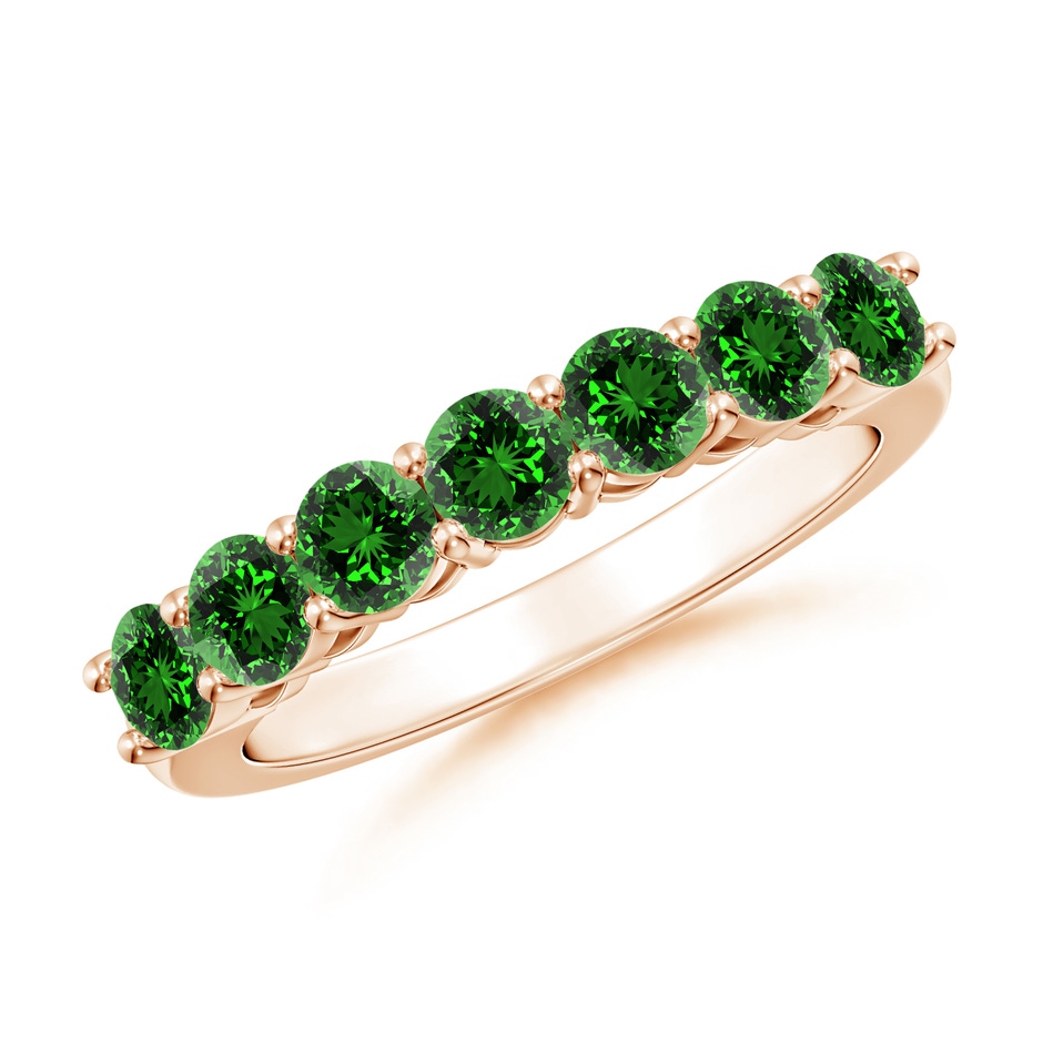 3.5mm Labgrown Lab-Grown Half Eternity Seven Stone Emerald Wedding Band in Rose Gold 