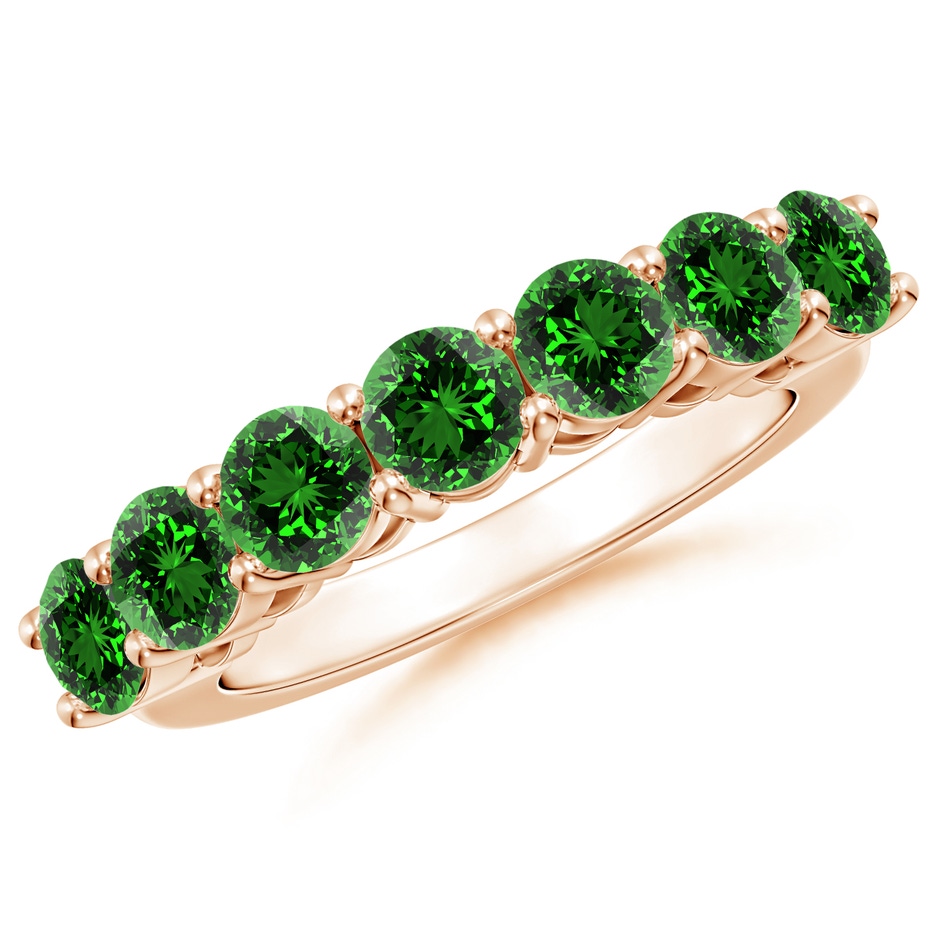 4.5mm Labgrown Lab-Grown Half Eternity Seven Stone Emerald Wedding Band in Rose Gold 