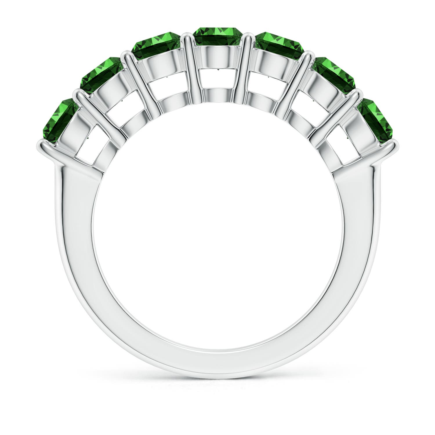 4.5mm Labgrown Lab-Grown Half Eternity Seven Stone Emerald Wedding Band in White Gold