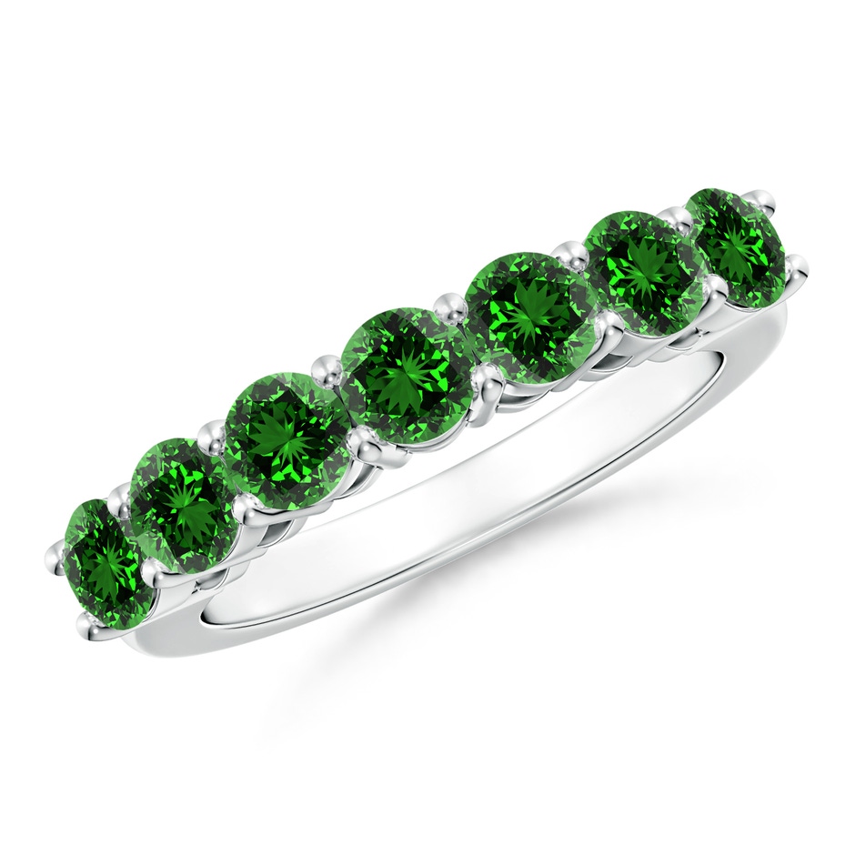 4mm Labgrown Lab-Grown Half Eternity Seven Stone Emerald Wedding Band in P950 Platinum 