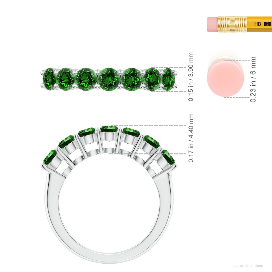 4mm Labgrown Lab-Grown Half Eternity Seven Stone Emerald Wedding Band in P950 Platinum ruler