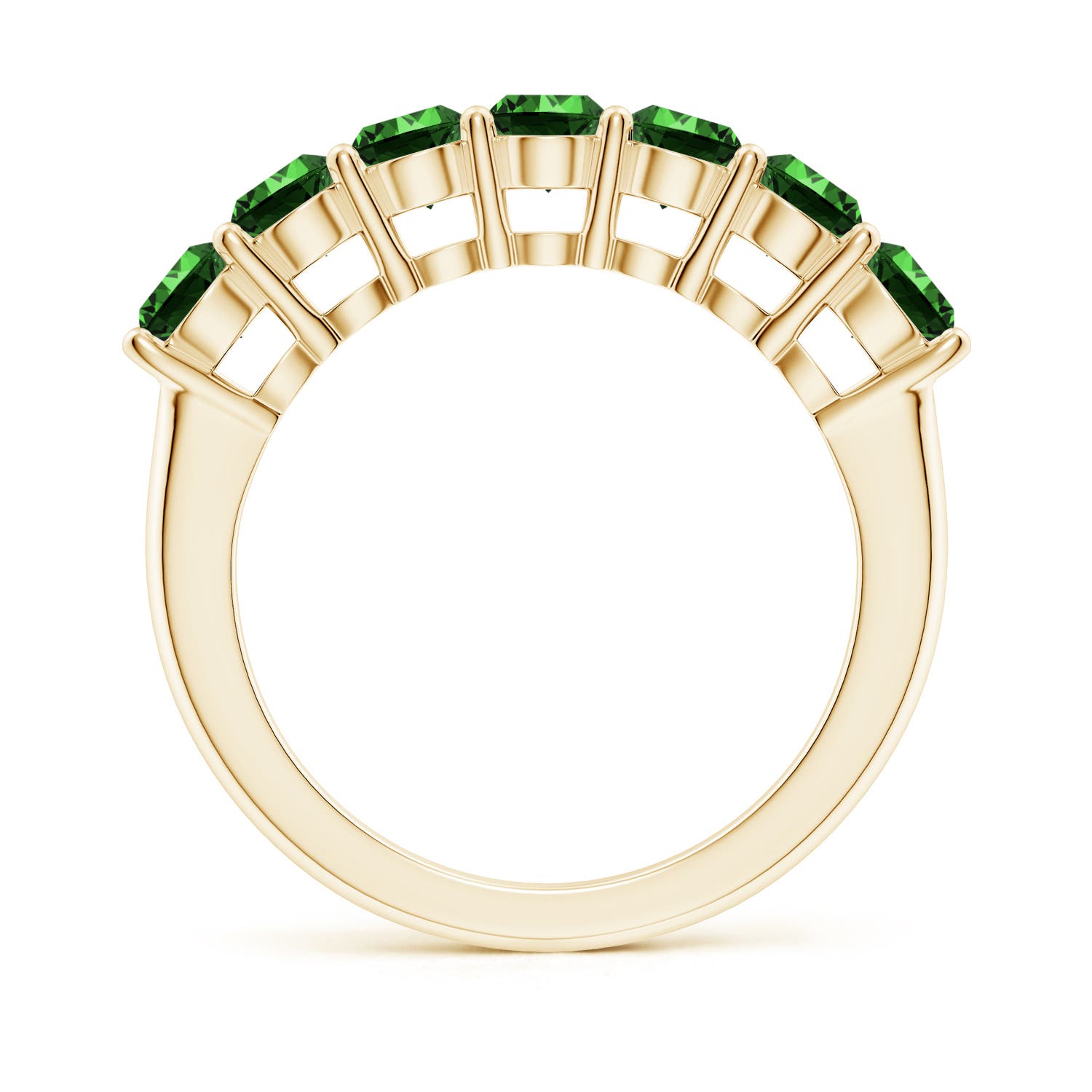 4mm Labgrown Lab-Grown Half Eternity Seven Stone Emerald Wedding Band in Yellow Gold