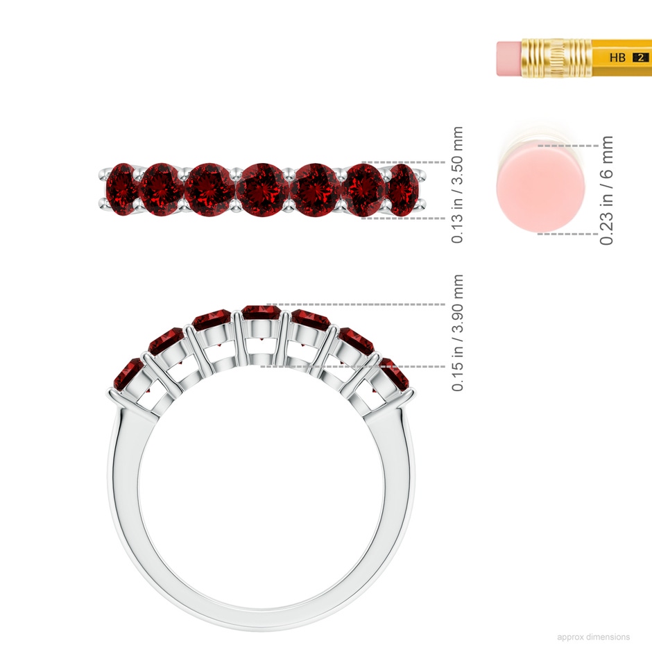 3.5mm Labgrown Lab-Grown Half Eternity Seven Stone Ruby Wedding Band in P950 Platinum ruler