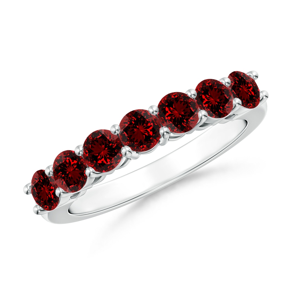 3.5mm Labgrown Lab-Grown Half Eternity Seven Stone Ruby Wedding Band in S999 Silver