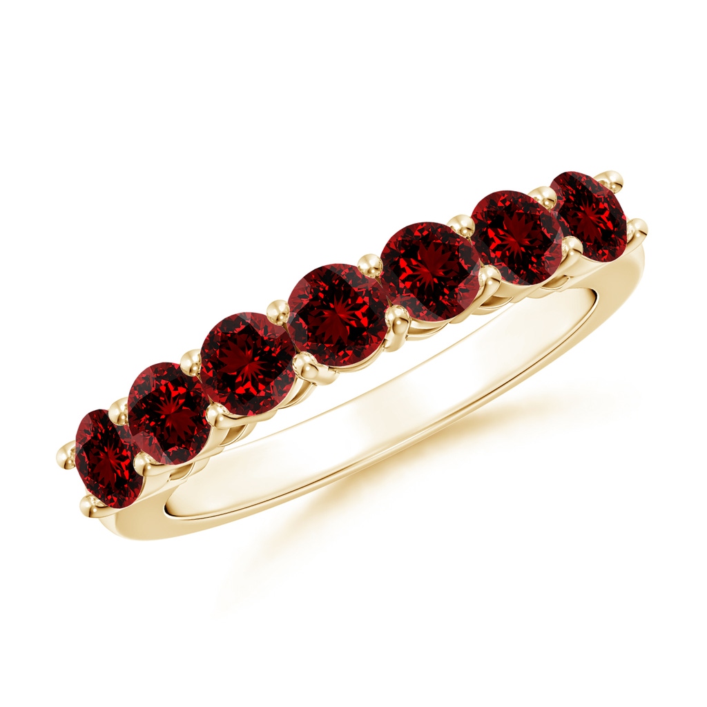 3.5mm Labgrown Lab-Grown Half Eternity Seven Stone Ruby Wedding Band in Yellow Gold 