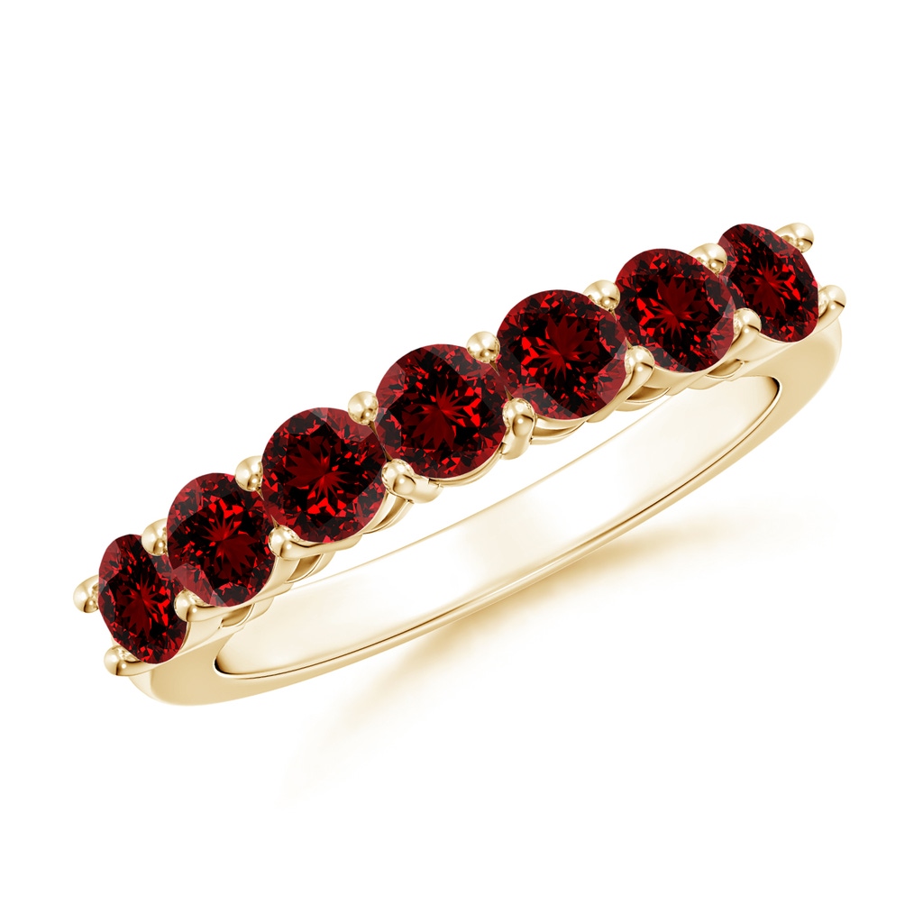 3.5mm Labgrown Lab-Grown Half Eternity Seven Stone Ruby Wedding Band in Yellow Gold