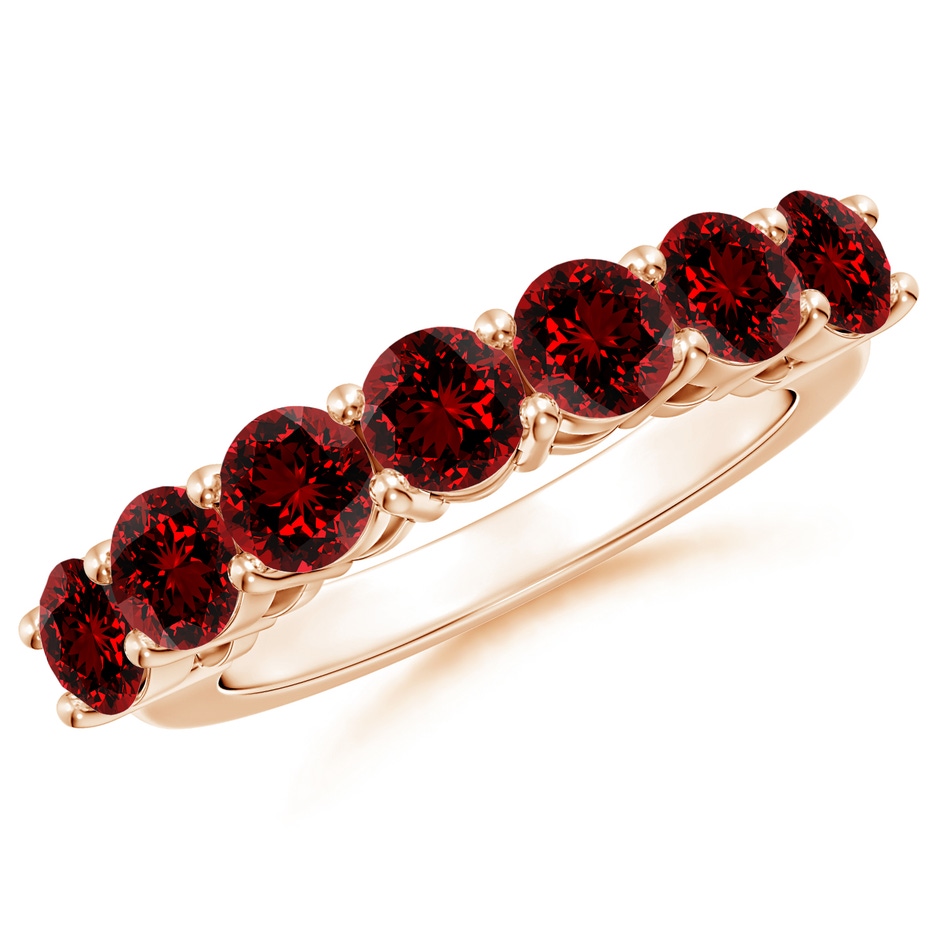 4.5mm Labgrown Lab-Grown Half Eternity Seven Stone Ruby Wedding Band in Rose Gold 