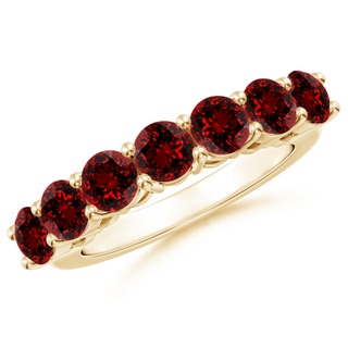 4.5mm Labgrown Lab-Grown Half Eternity Seven Stone Ruby Wedding Band in Yellow Gold