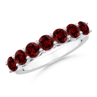 4mm Labgrown Lab-Grown Half Eternity Seven Stone Ruby Wedding Band in P950 Platinum