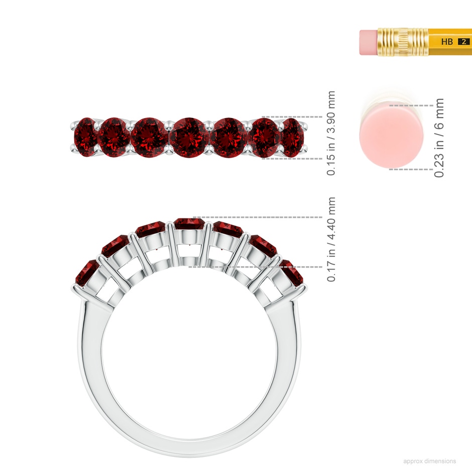 4mm Labgrown Lab-Grown Half Eternity Seven Stone Ruby Wedding Band in P950 Platinum ruler