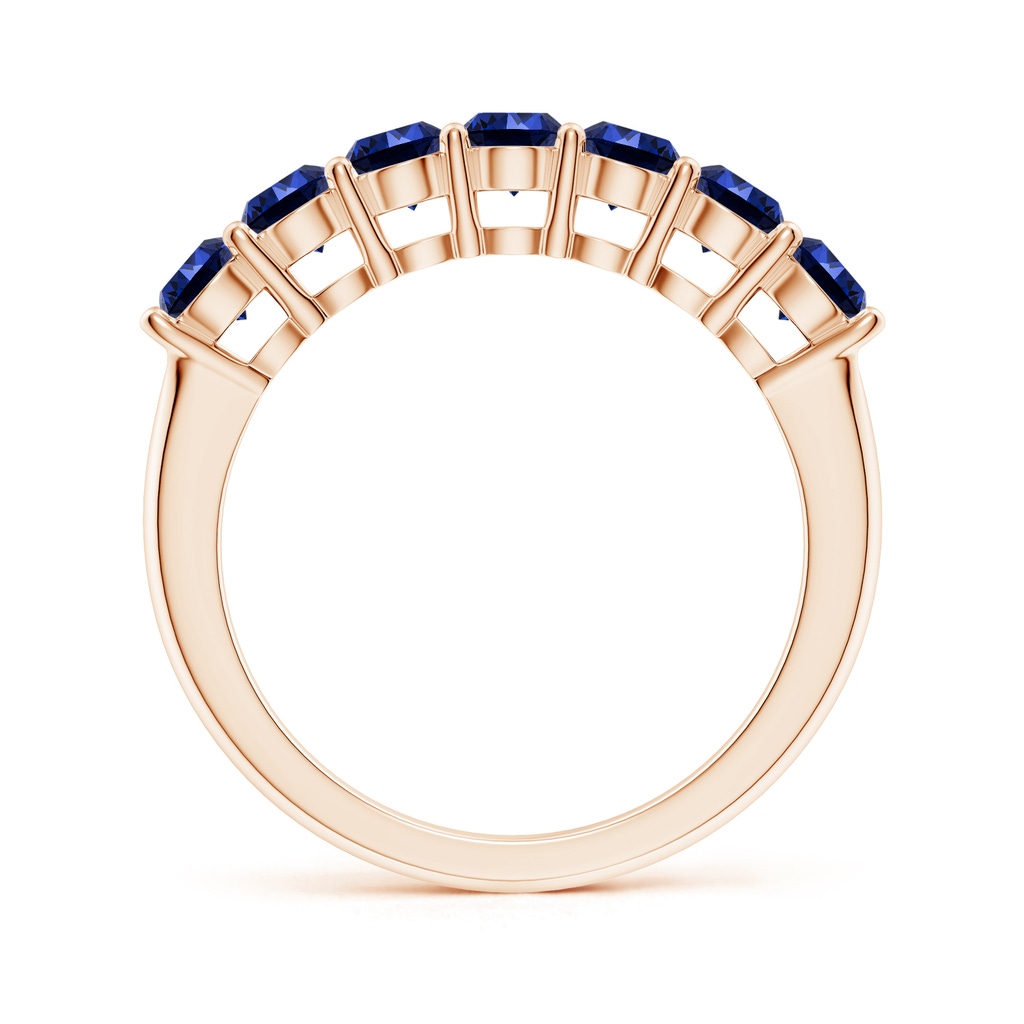 3.5mm Labgrown Lab-Grown Half Eternity Seven Stone Blue Sapphire Wedding Band in Rose Gold Side 199