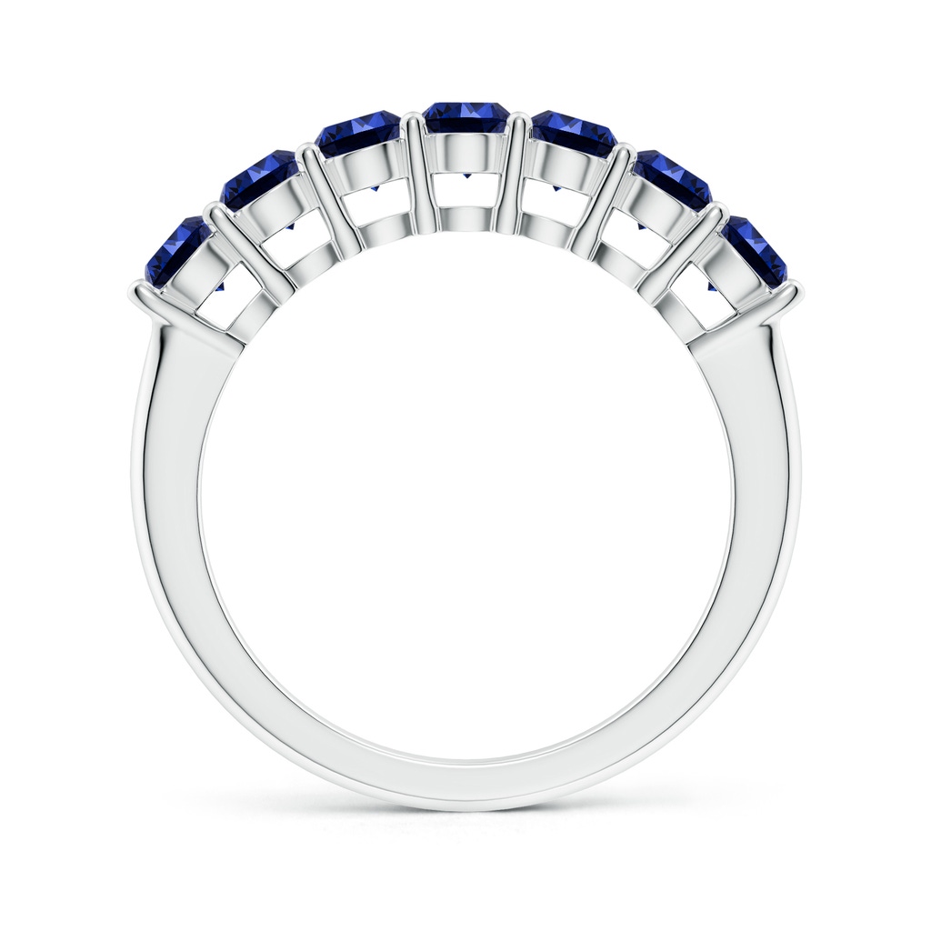 3.5mm Labgrown Lab-Grown Half Eternity Seven Stone Blue Sapphire Wedding Band in White Gold Side 199