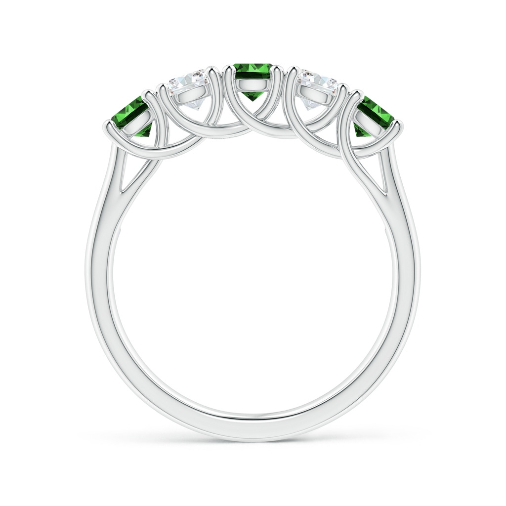 3.8mm Labgrown Lab-Grown Half Eternity 5 Stone Emerald and Diamond Wedding Band in S999 Silver - side 199