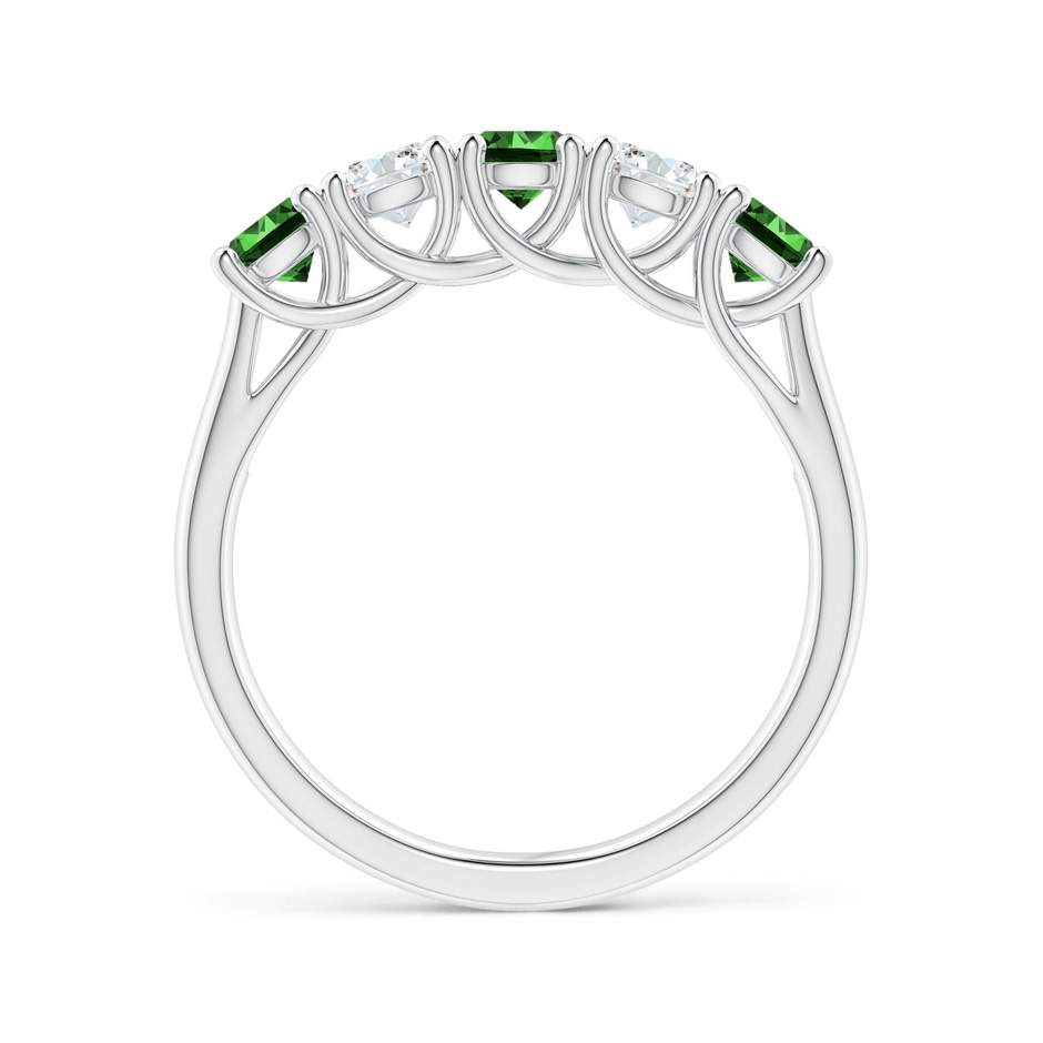 3.8mm Labgrown Lab-Grown Half Eternity 5 Stone Emerald and Diamond Wedding Band in White Gold side 199