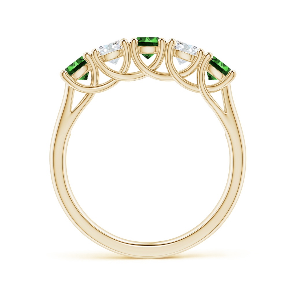 3.8mm Labgrown Lab-Grown Half Eternity 5 Stone Emerald and Diamond Wedding Band in Yellow Gold - side 199