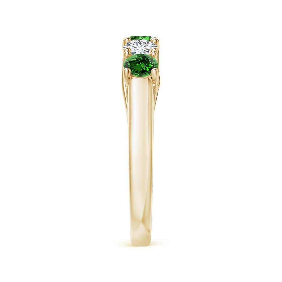 3.8mm Labgrown Lab-Grown Half Eternity 5 Stone Emerald and Diamond Wedding Band in Yellow Gold side 299