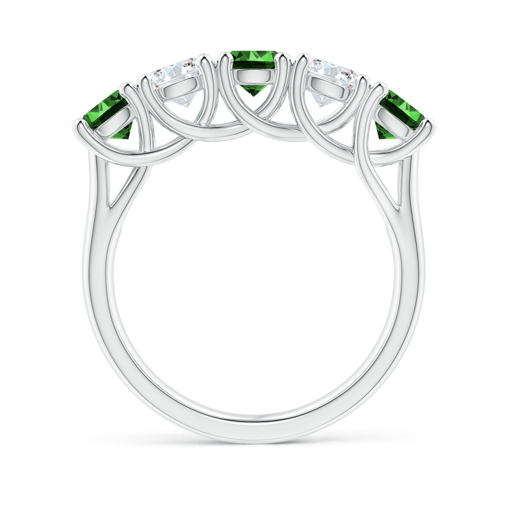 4.5mm Labgrown Lab-Grown Half Eternity 5 Stone Emerald and Diamond Wedding Band in S999 Silver - side 199