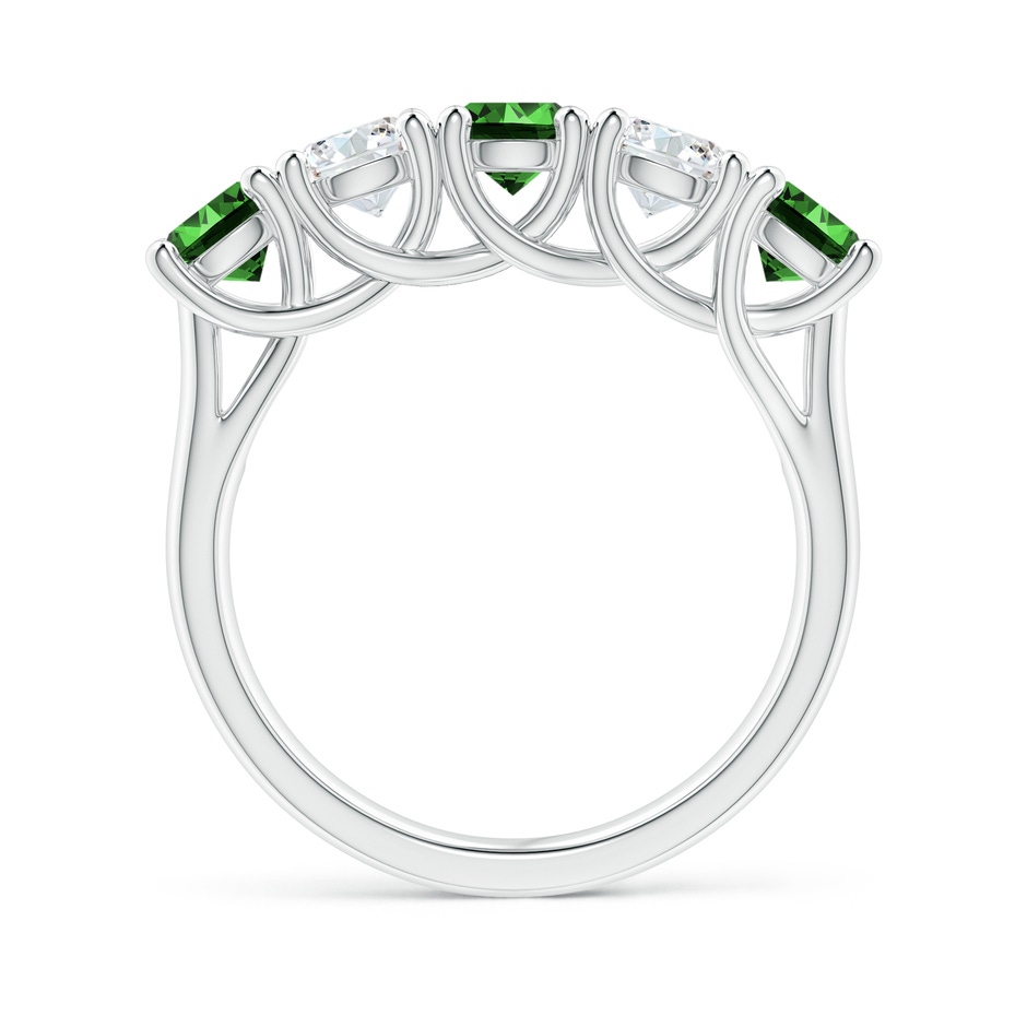 4.5mm Labgrown Lab-Grown Half Eternity 5 Stone Emerald and Diamond Wedding Band in S999 Silver side 199