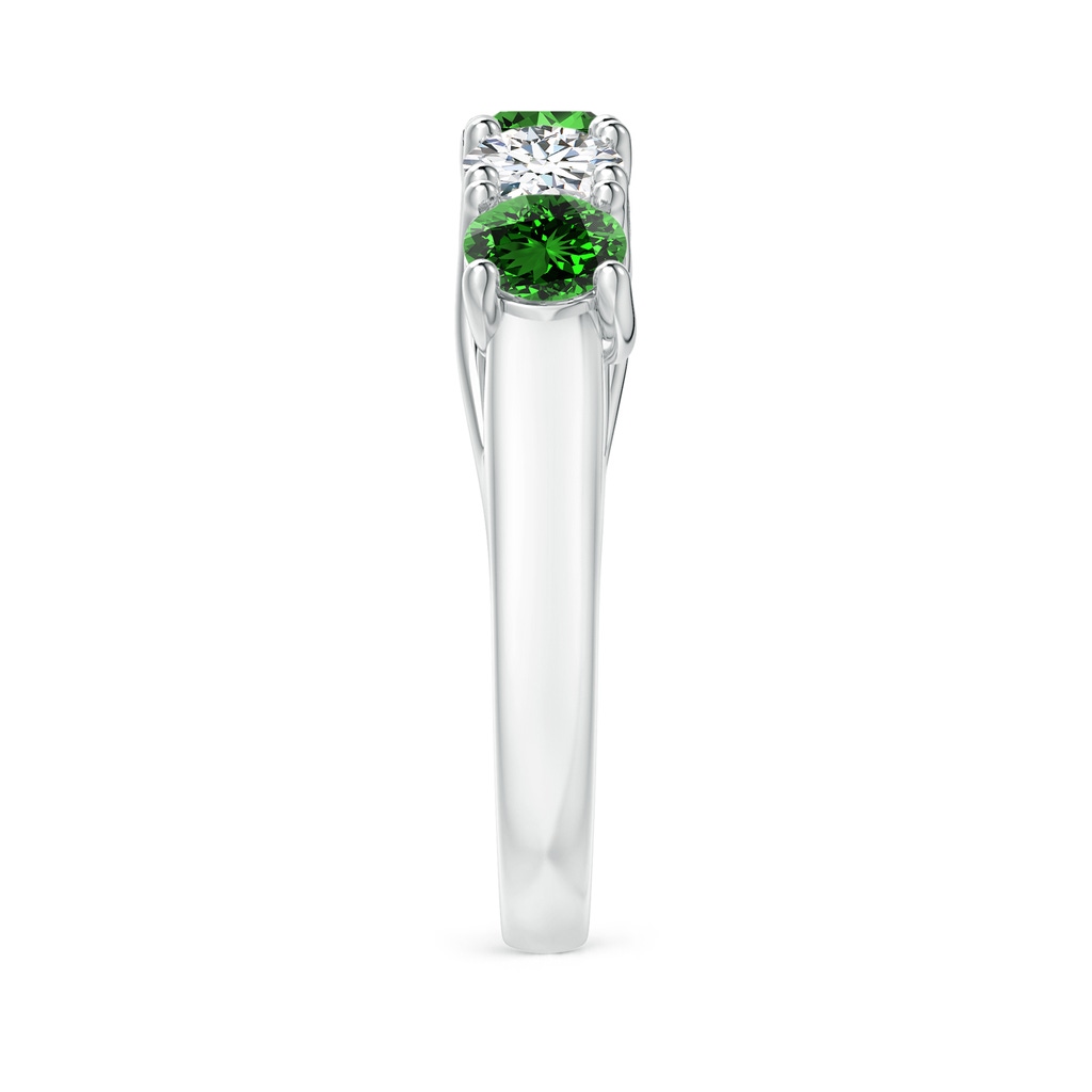 4.5mm Labgrown Lab-Grown Half Eternity 5 Stone Emerald and Diamond Wedding Band in S999 Silver Side 299