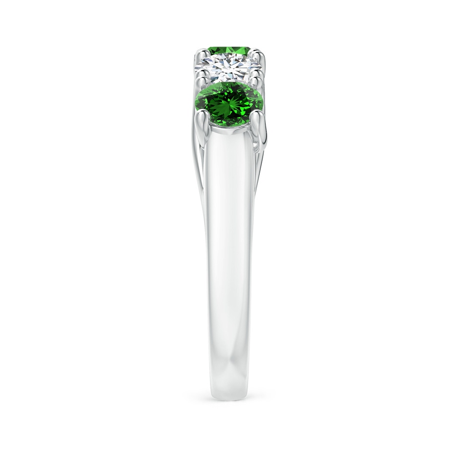 4.5mm Labgrown Lab-Grown Half Eternity 5 Stone Emerald and Diamond Wedding Band in S999 Silver side 299
