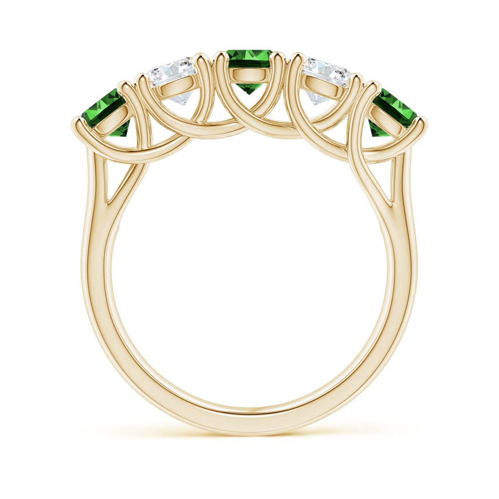 4.5mm Labgrown Lab-Grown Half Eternity 5 Stone Emerald and Diamond Wedding Band in Yellow Gold - side 199