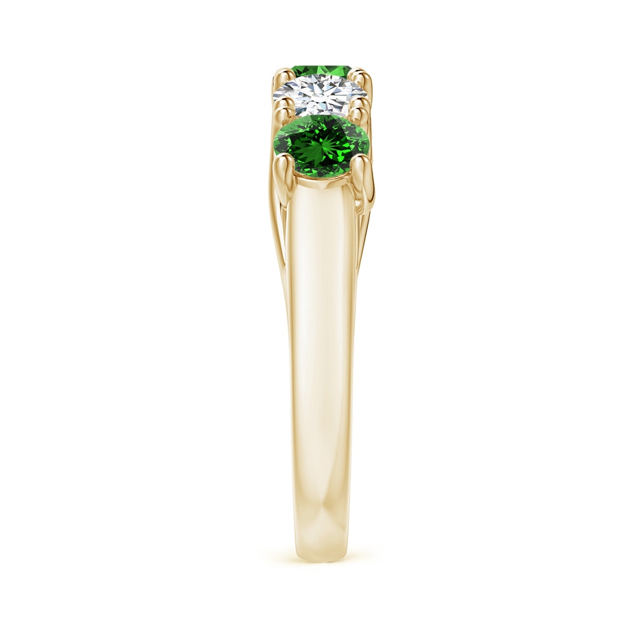 4.5mm Labgrown Lab-Grown Half Eternity 5 Stone Emerald and Diamond Wedding Band in Yellow Gold side 299