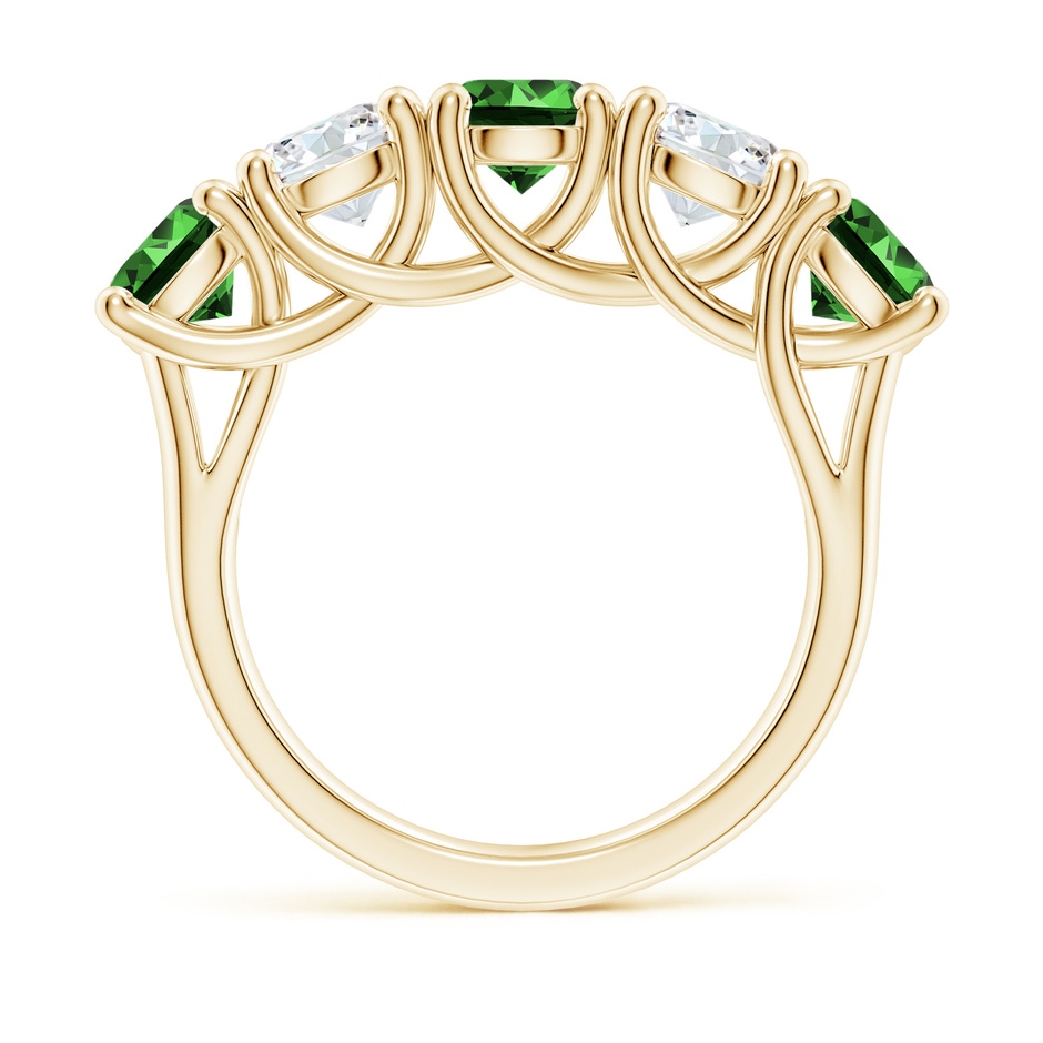 5.5mm Labgrown Lab-Grown Half Eternity 5 Stone Emerald and Diamond Wedding Band in Yellow Gold side 199