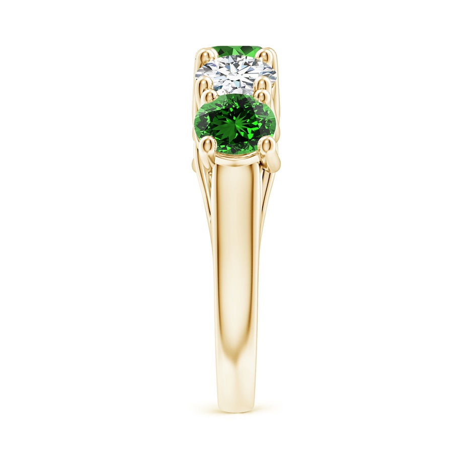 5.5mm Labgrown Lab-Grown Half Eternity 5 Stone Emerald and Diamond Wedding Band in Yellow Gold side 299