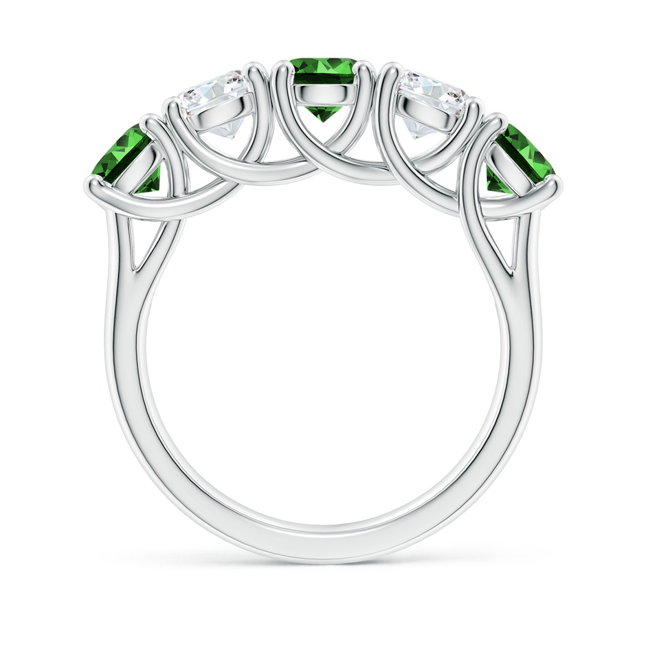5mm Labgrown Lab-Grown Half Eternity 5 Stone Emerald and Diamond Wedding Band in White Gold side 199
