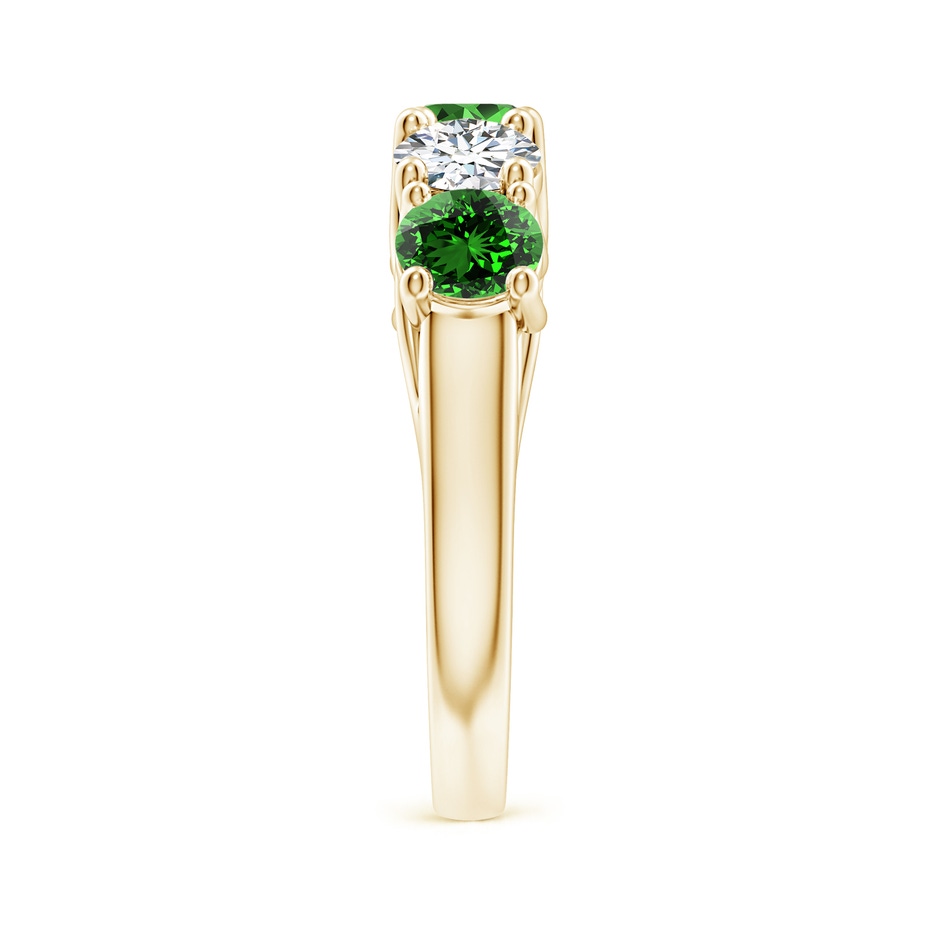 5mm Labgrown Lab-Grown Half Eternity 5 Stone Emerald and Diamond Wedding Band in Yellow Gold side 299