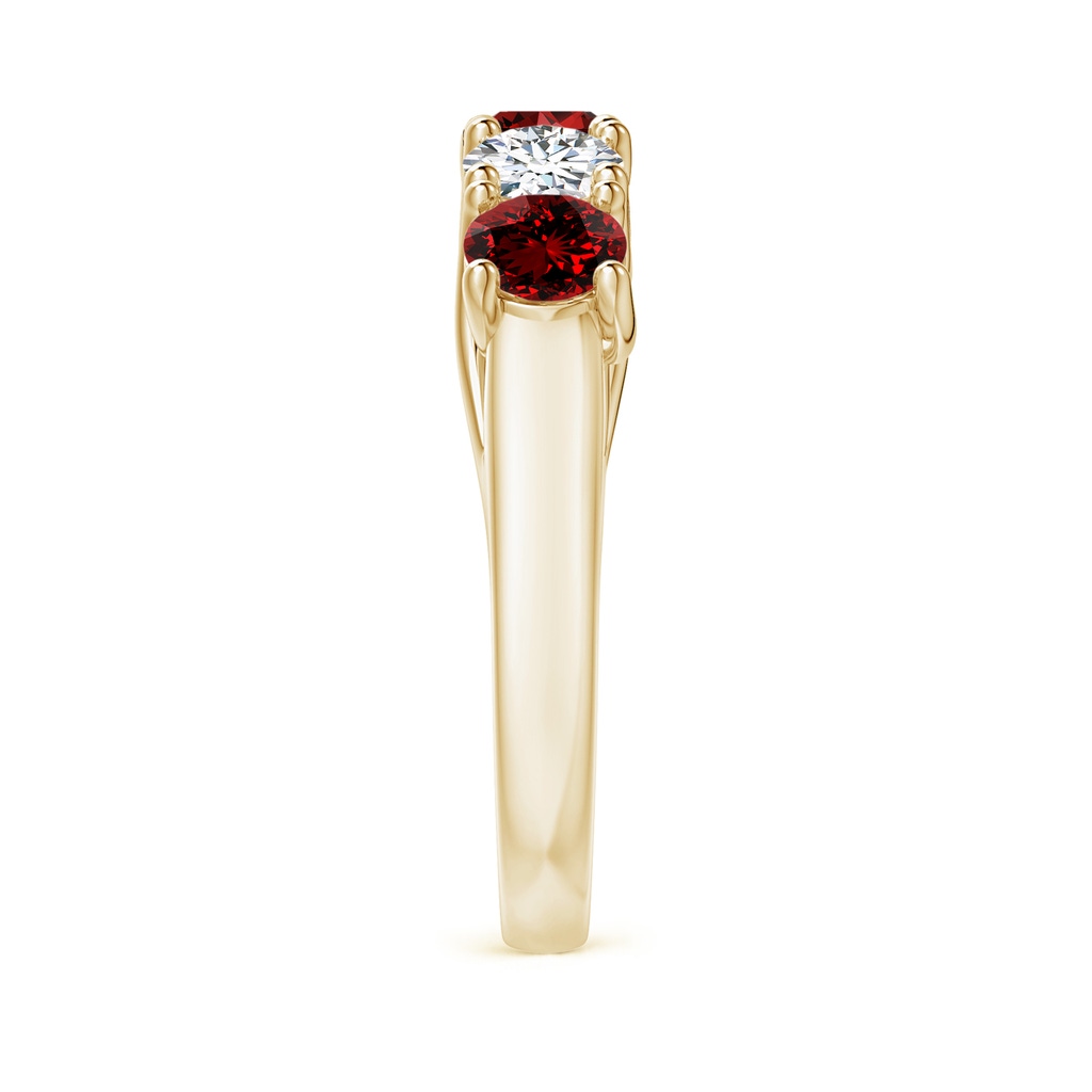 4.5mm Labgrown Lab-Grown Half Eternity Five Stone Ruby and Diamond Wedding Band in Yellow Gold Side 299