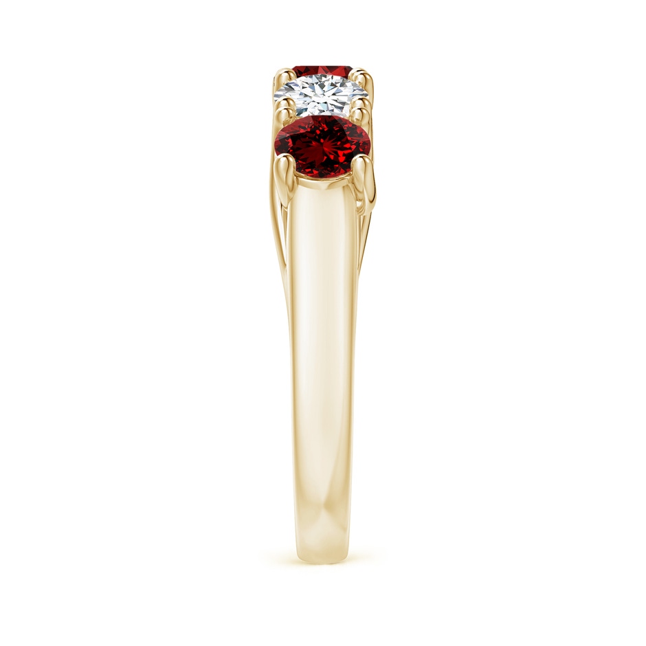 4.5mm Labgrown Lab-Grown Half Eternity Five Stone Ruby and Diamond Wedding Band in Yellow Gold Side 299