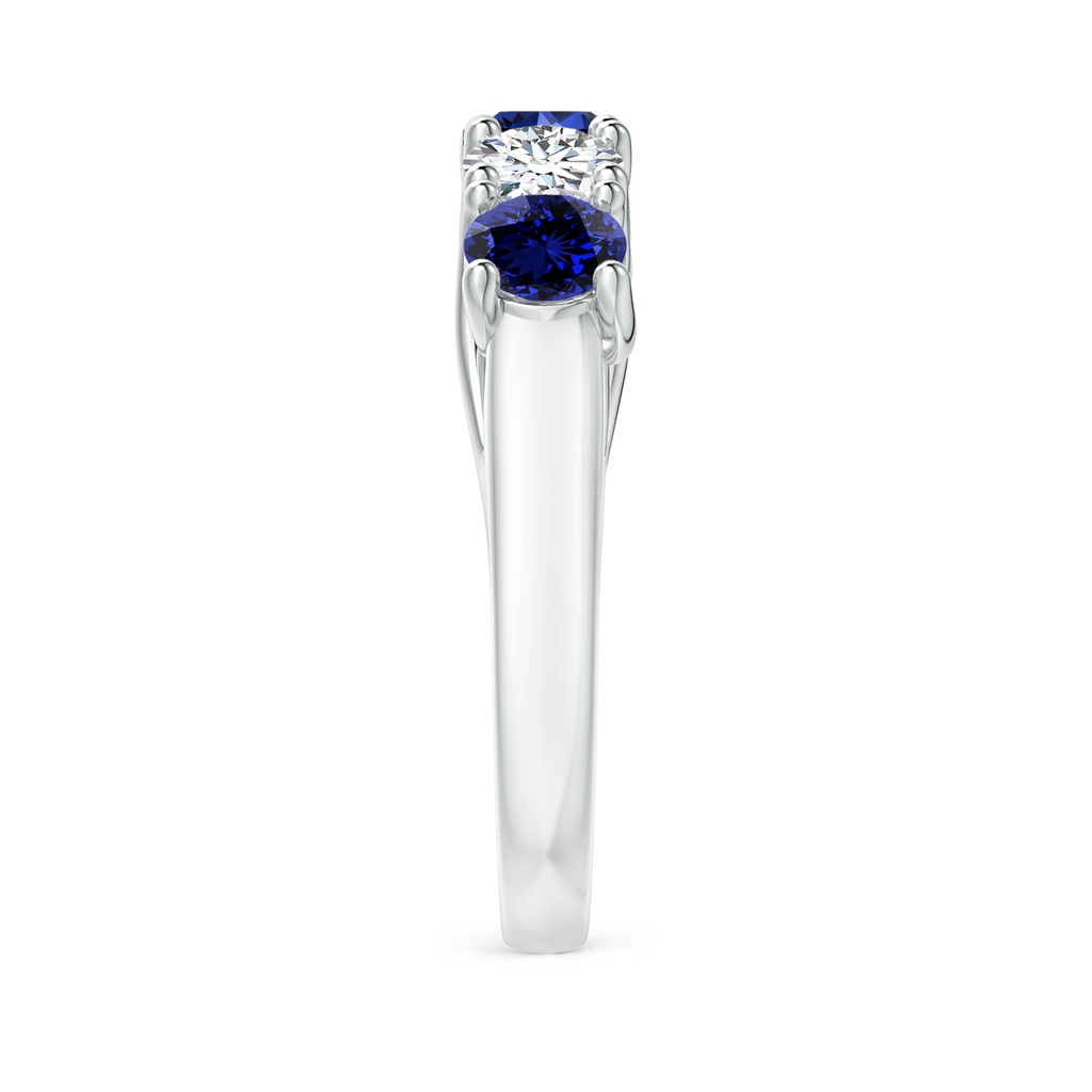4.5mm Labgrown Lab-Grown Half Eternity Five Stone Sapphire and Diamond Wedding Band in White Gold Side 299