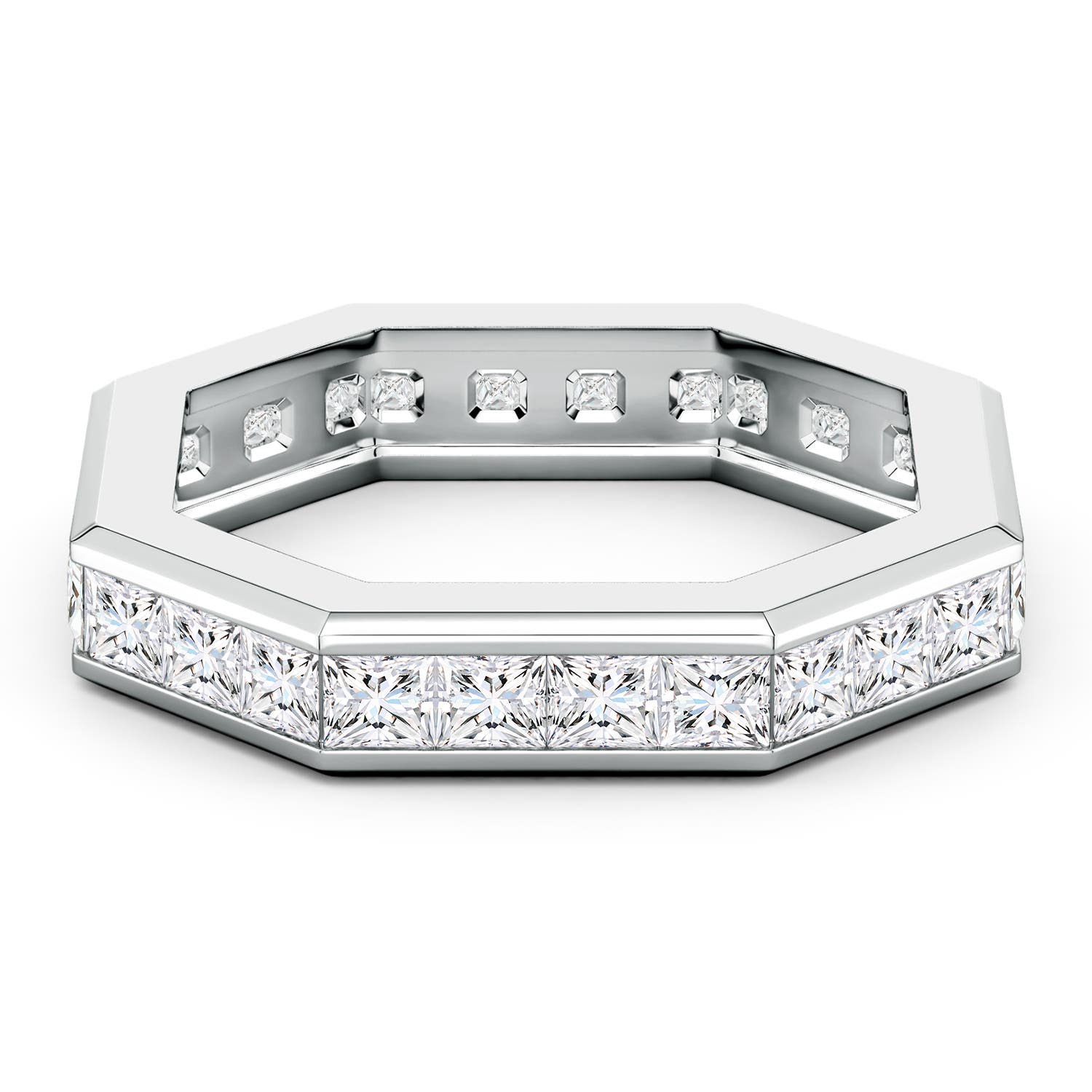 3mm FGVS Princess-Cut Lab-Grown Diamond Men's Octagon Eternity Ring in White Gold