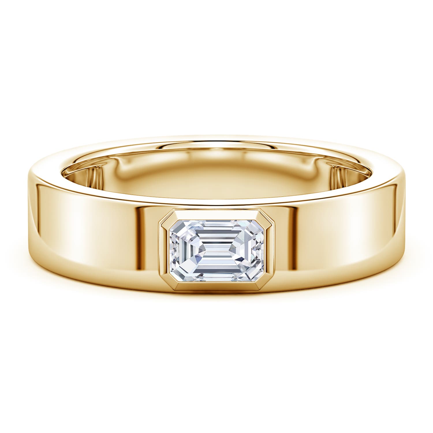 6x4mm FGVS East-West Emerald-Cut Lab-Grown Diamond men's Ring in Yellow Gold