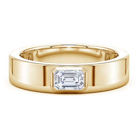 6x4mm FGVS East-West Emerald-Cut Lab-Grown Diamond men's Ring in Yellow Gold