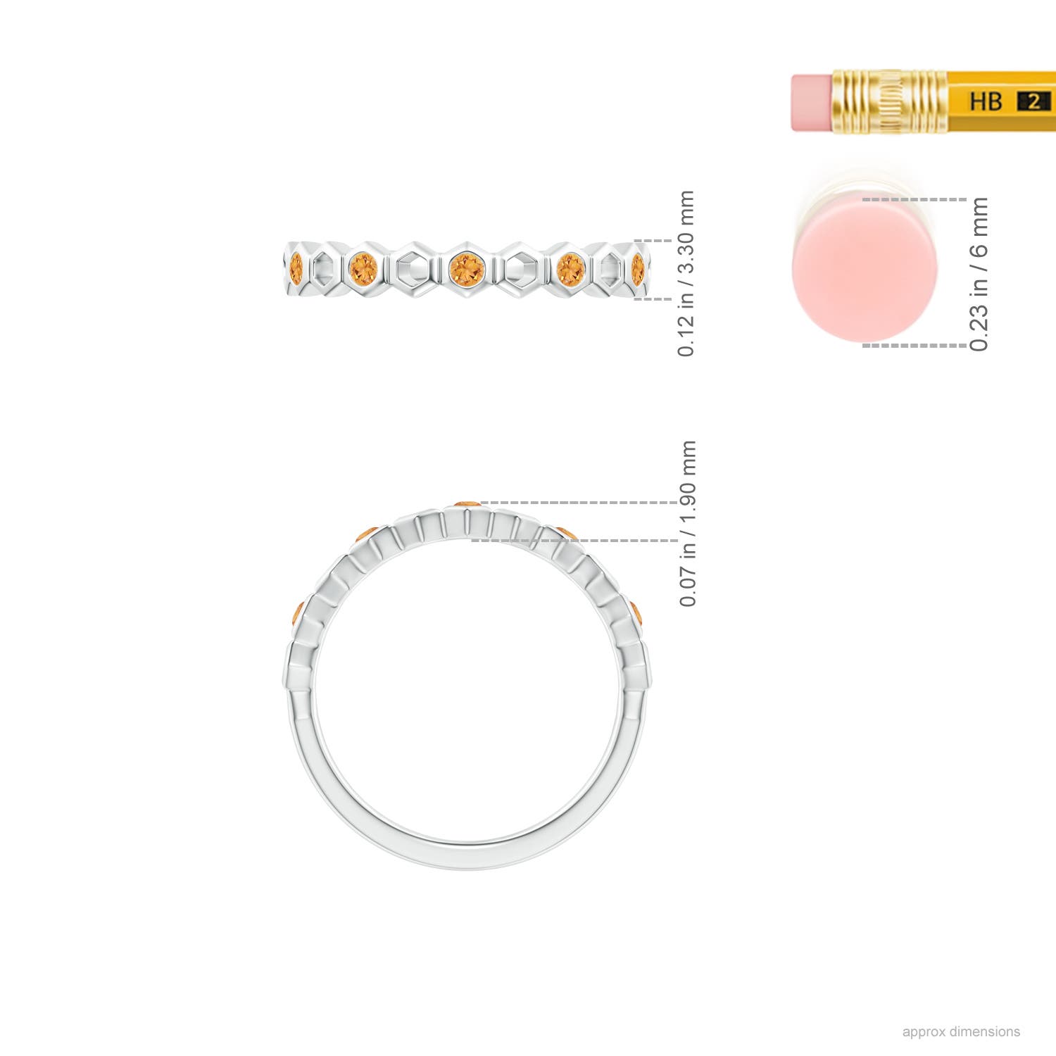 1.5mm AAA Natori x Angara Alternate Hexagonal Citrine Band in White Gold - ruler