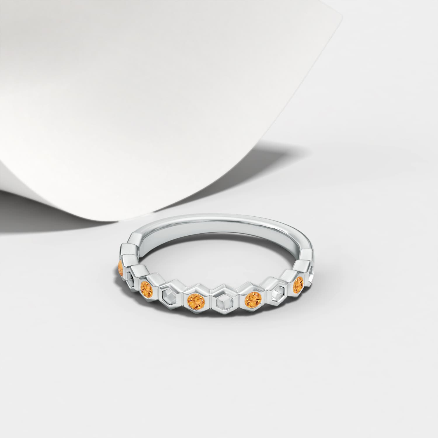 1.5mm AAA Natori x Angara Alternate Hexagonal Citrine Band in White Gold - lifestyle 5