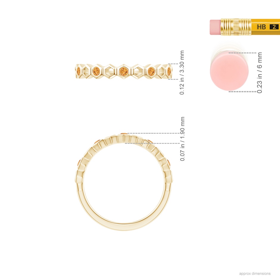 1.5mm AAA Natori x Angara Alternate Hexagonal Citrine Band in Yellow Gold ruler