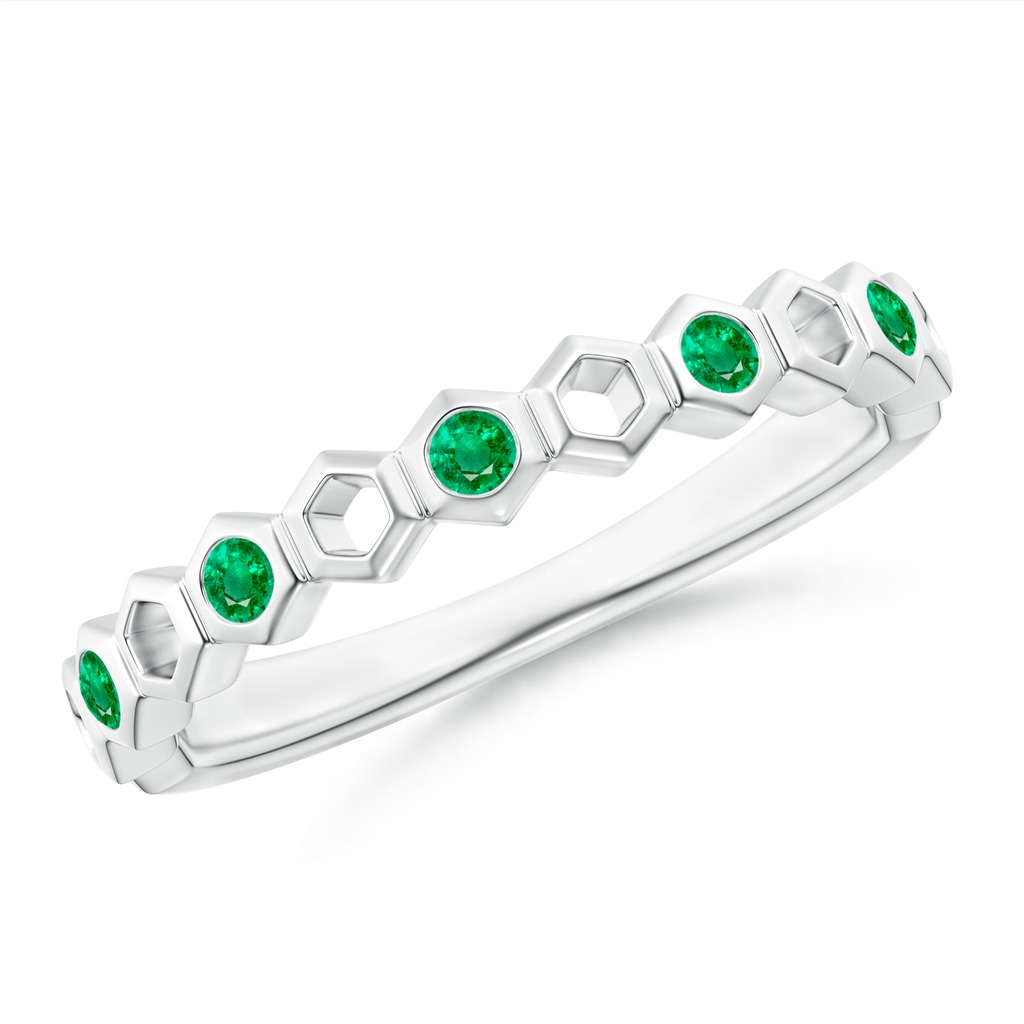 1.5mm AAA Natori x Angara Alternate Hexagonal Emerald Band in White Gold