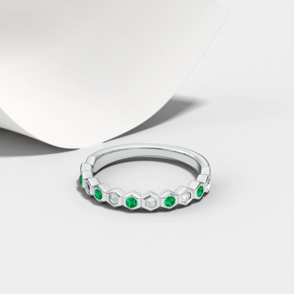 1.5mm AAA Natori x Angara Alternate Hexagonal Emerald Band in White Gold lifestyle