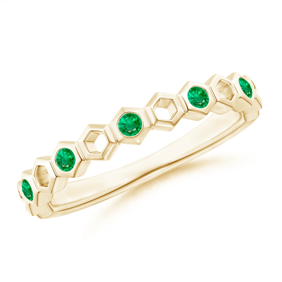 1.5mm AAA Natori x Angara Alternate Hexagonal Emerald Band in Yellow Gold 